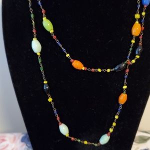 Multi-colored glass flapper necklace